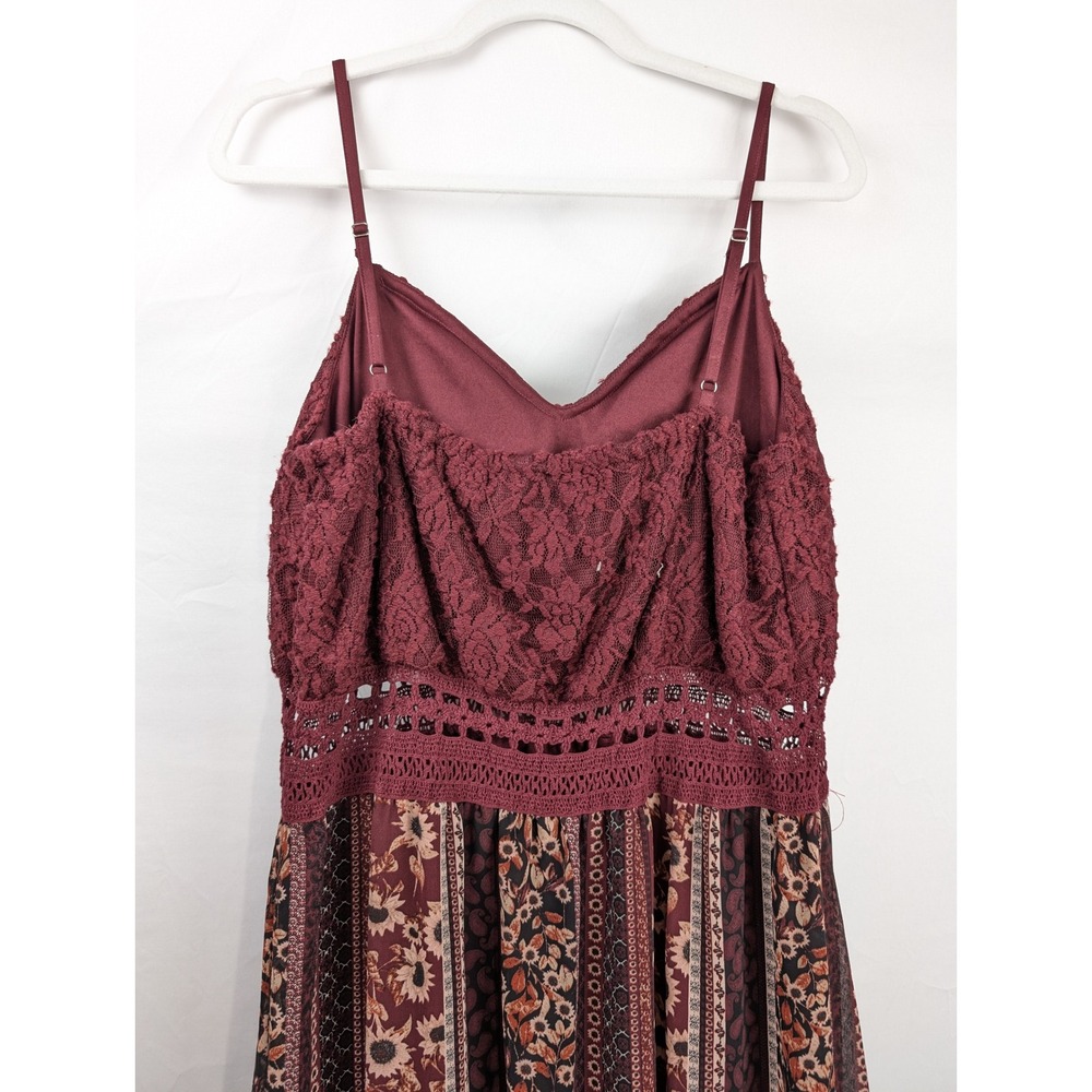 Boho Floral Fairy Lace Paisley High Low Maxi Dress Size XL Coastal Beach Resort - Picture 8 of 10